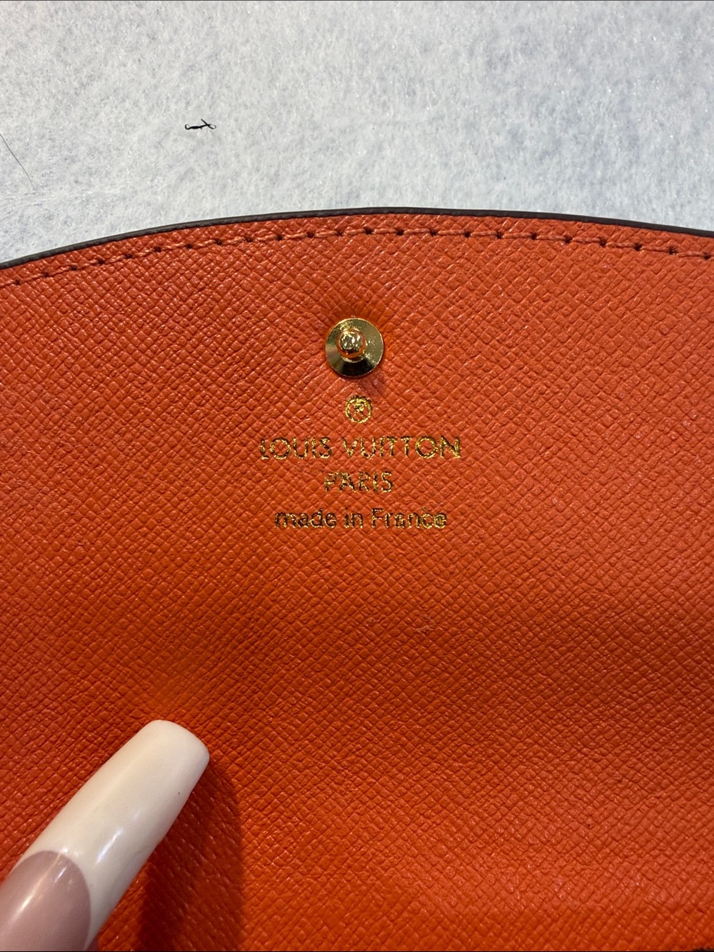 Monogram lv Continental Wallet in Brown with Orange Snap - Picture 4 of 10